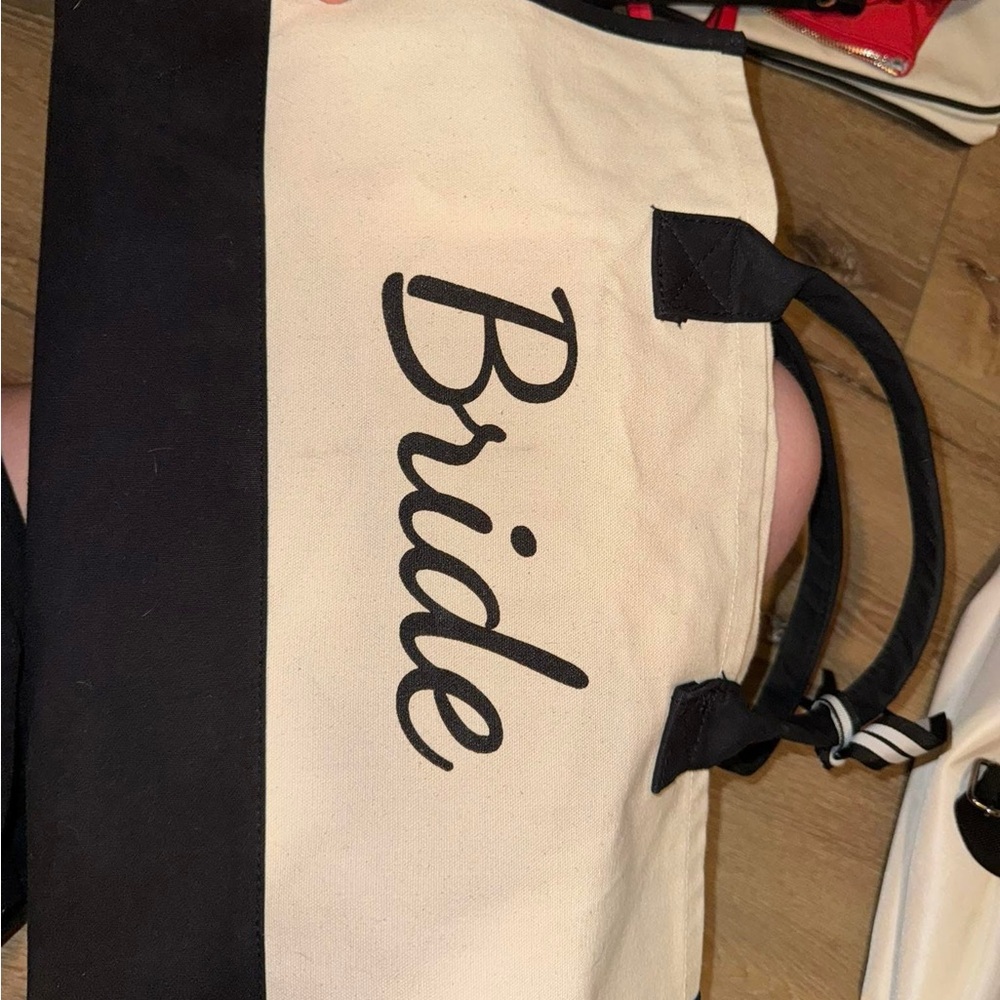 Bride Canvas Tote Bag - Black and Cream